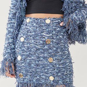 BALMAIN - Short Tweed Skirt
